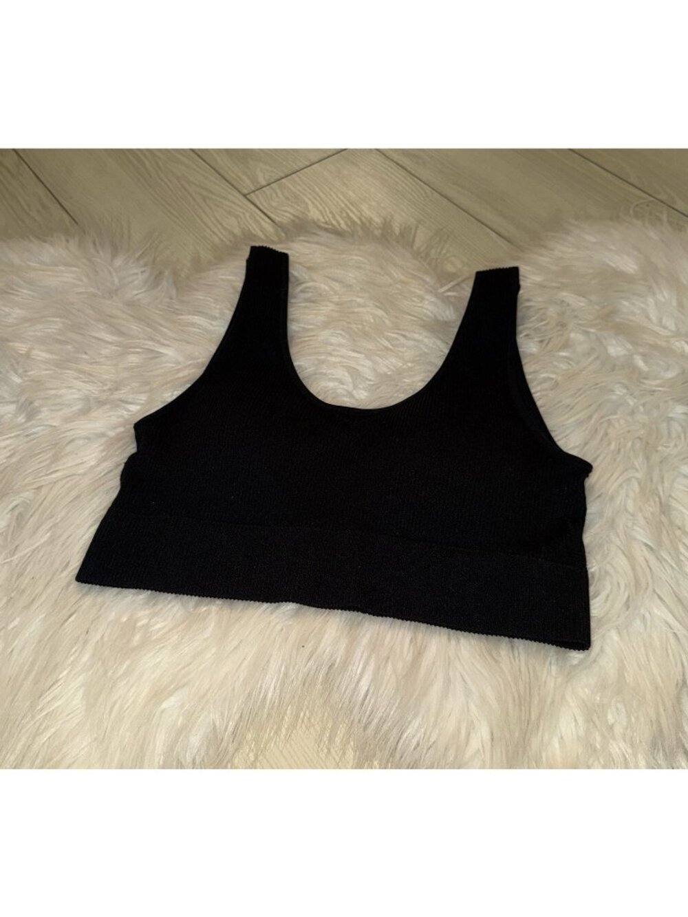 Gap Body Ribbed Seamless Comfort Wireless Bra Lined Womens M Medium Black